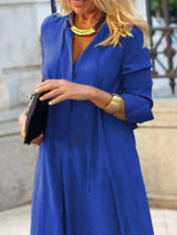 Full Size Solid Color Maxi Shirt Dress Plus Size - Trendsi - Flyclothing LLC