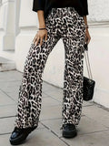 Full Size Animal Print Elastic Waist Pants - Trendsi