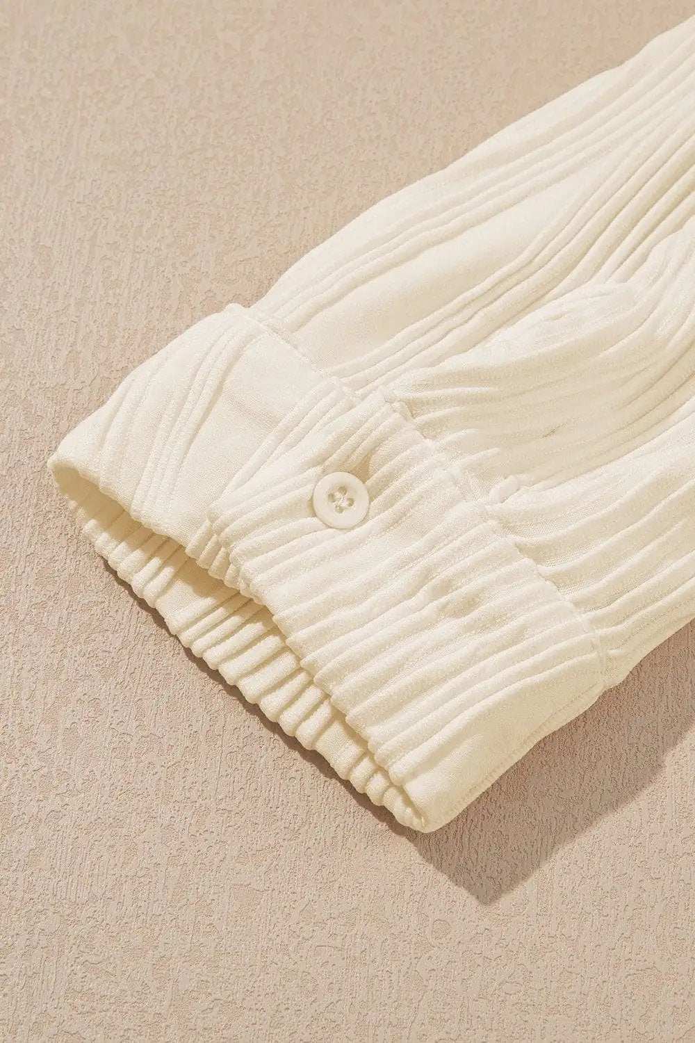 Textured Collared Neck Long Sleeve Shirt - Trendsi - Flyclothing LLC