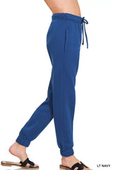 Zenana Fleece Drawstring Joggers With Pocket - Trendsi - Flyclothing LLC