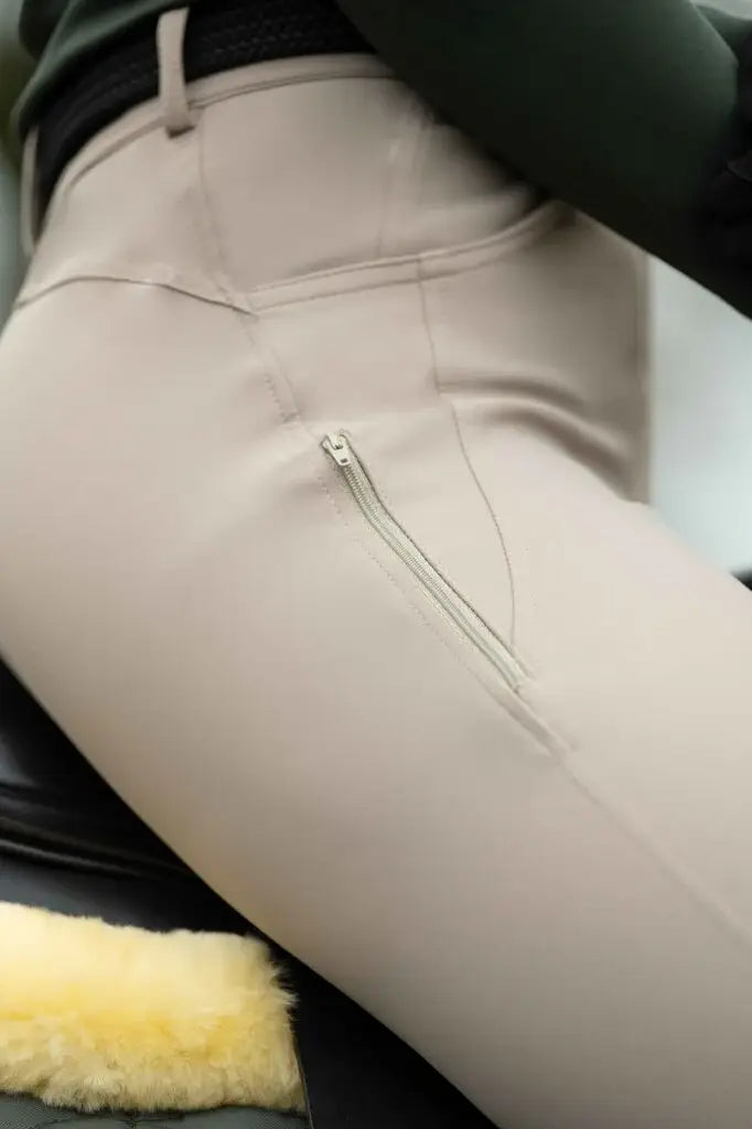 HKM Ari Mid Rise- Sil. Knee Patch Ladies Riding Breeches - Breeches.com - Flyclothing LLC