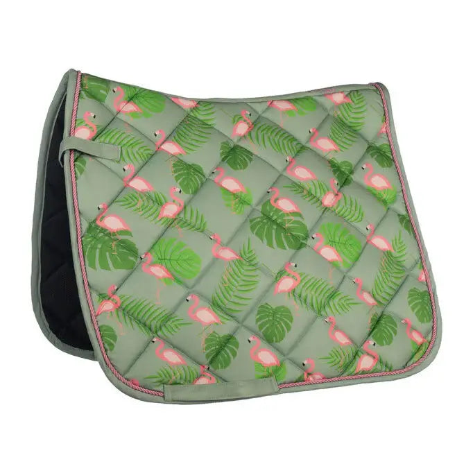 HKM Naples Saddle Pad-Green/Pink - Breeches.com - Flyclothing LLC