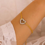 18K Gold-Plated Heart Bracelet - Trendsi