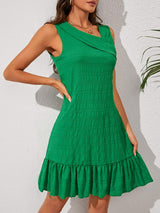 Ruffle Hem Asymmetrical Neck Sleeveless Dress - Trendsi - Flyclothing LLC