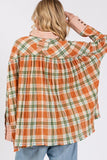 SAGE + FIG Side Slit Plaid Button Down Long Sleeve Shirt - Trendsi