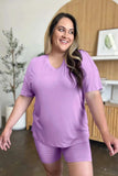 Basic Bae Bamboo Full Size V-Neck Drop Shoulder T-Shirt and Shorts Set - Trendsi - Flyclothing LLC