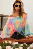 BiBi Tie Dye French Terry V Neck Top - Trendsi - Flyclothing LLC