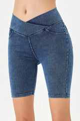 Basic Bae Asymmetrical Waist Denim Shorts with Pockets - ShopBasicbae - Flyclothing LLC
