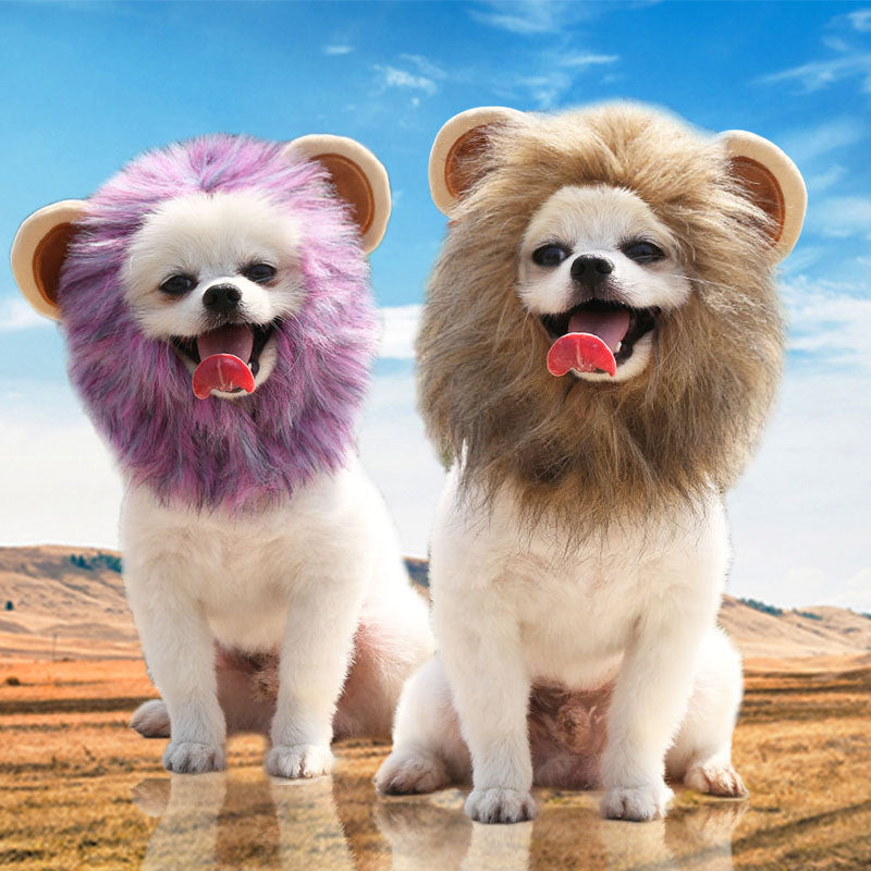 Christmas Funny Hat Cap Pet Dress Simulation Toy Halloween Party Festival Lion Hair Mane Ears Head Cap Scarf Cosplay Costume - My Store - Flyclothing LLC