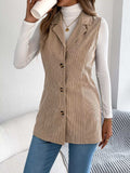 Button-Front Longline Vest Coat - Trendsi - Flyclothing LLC