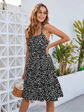 Printed Square Neck Tie Shoulder Dress - Trendsi - Flyclothing LLC