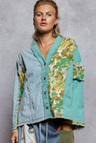 POL Button Down Floral V-Neck Long Sleeve Raw Hem Top - Trendsi - Flyclothing LLC