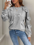 Perfee Bow Round Neck Long Sleeve Sweatshirt - Trendsi
