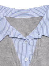 Striped Collar Dropped Shoulder Sweatshirt - Trendsi - Flyclothing LLC