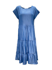 Tiered Boat Neck Short Sleeve Dress