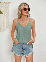 Florira Cutout Eyelet Tank - Trendsi - Flyclothing LLC