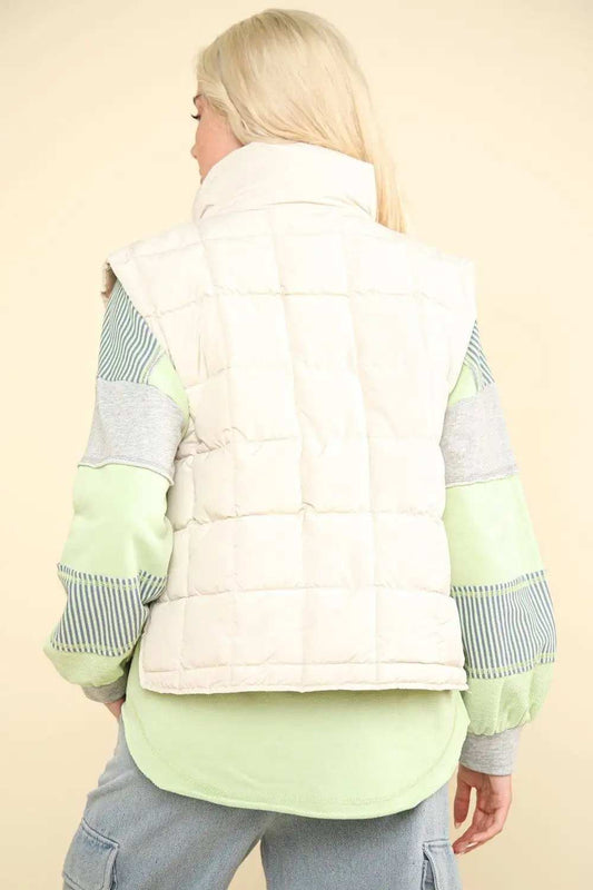 VERY J Zip Up Puffer Padded Warm Vest - Trendsi - Flyclothing LLC