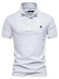 Men's Embroidered Collared Short Sleeve Polo - Trendsi - Flyclothing LLC