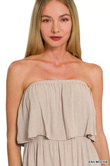 Zenana Woven Crinkle Strapless Maxi Dress - Trendsi - Flyclothing LLC