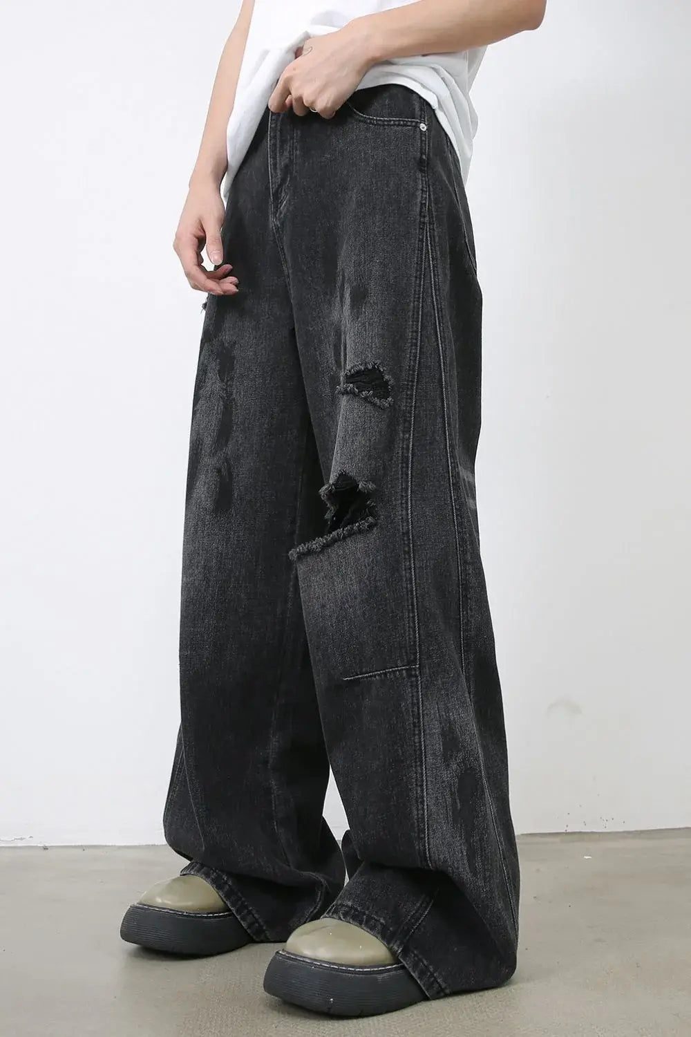 Men's Distressed Baggy Jeans - Trendsi - Flyclothing LLC