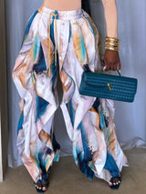 Printed Cargo Pants with Drawstring Waist - Trendsi - Flyclothing LLC