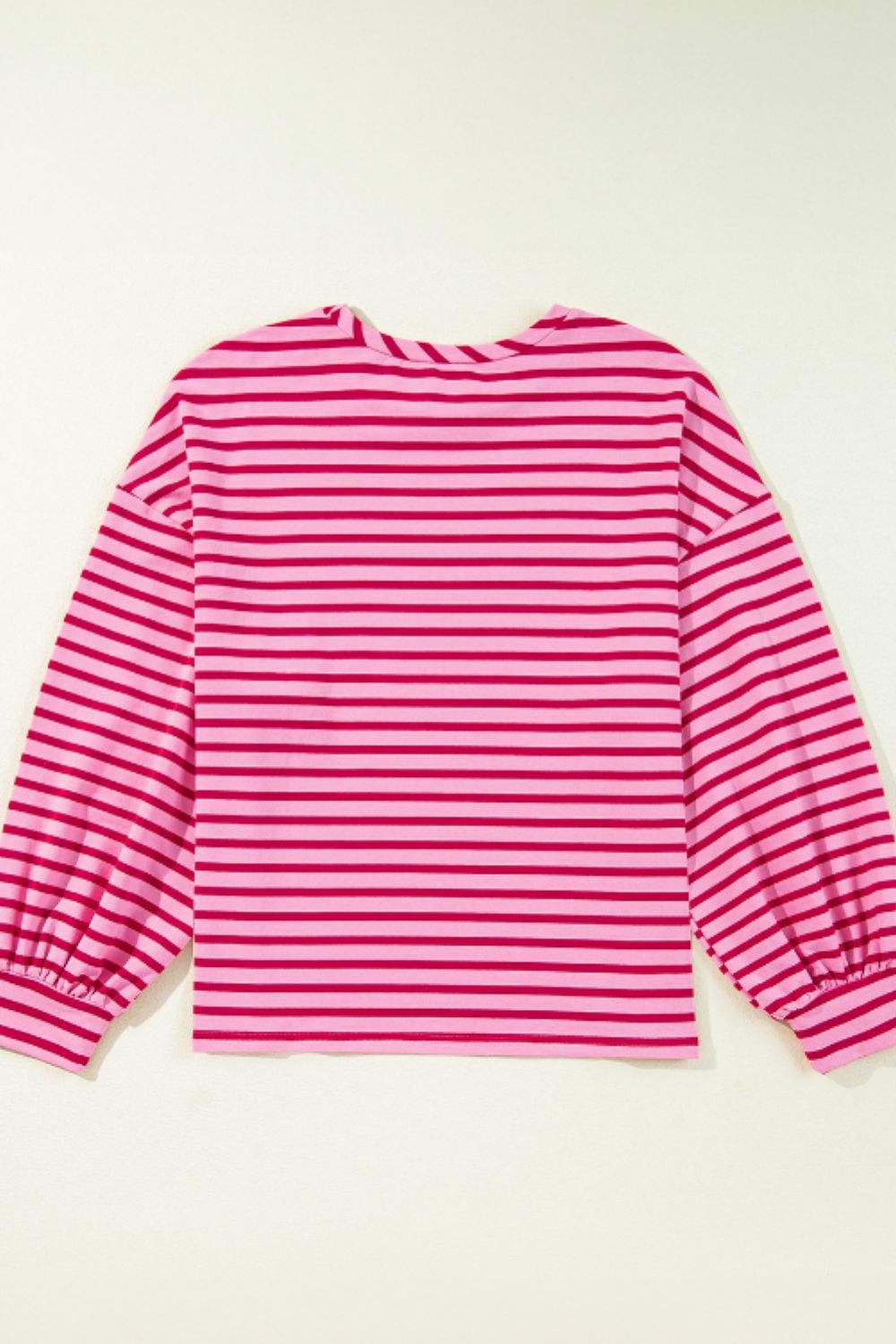 Striped Round Neck Long Sleeve Sweatshirt - Trendsi - Flyclothing LLC