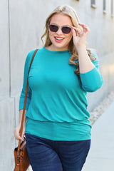 Basic Bae Full Size Round Neck Batwing Sleeve Top - ShopBasicbae - Flyclothing LLC