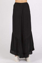 Mittoshop Lace Ruffle Asymmetric Hem Wide Leg Pants - Trendsi - Flyclothing LLC