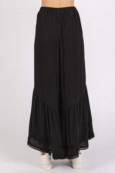 Mittoshop Lace Ruffle Asymmetric Hem Wide Leg Pants - Trendsi - Flyclothing LLC
