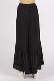 Mittoshop Lace Ruffle Asymmetric Hem Wide Leg Pants - Trendsi