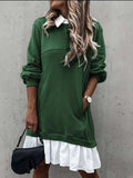 Devine Ruffle Hem Long Sleeve Mini Dress - Trendsi - Flyclothing LLC