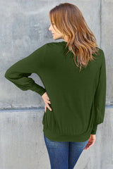 Basic Bae Full Size V-Neck Lantern Sleeve Top - ShopBasicbae - Flyclothing LLC