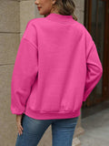V-Neck Long Sleeve Dropped Shoulder Sweatshirt - Trendsi - Flyclothing LLC