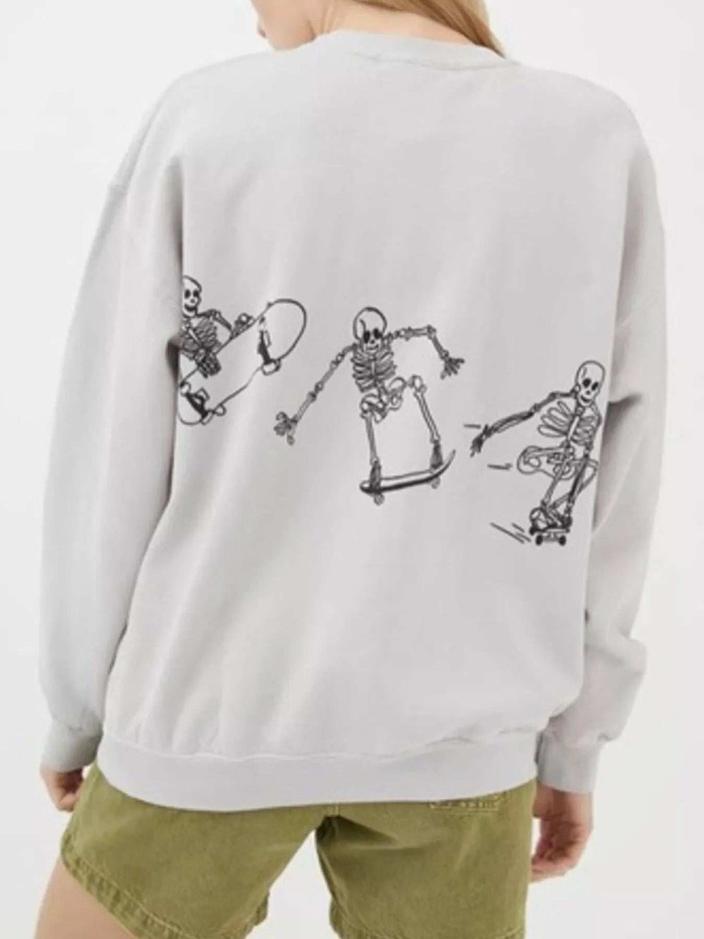 Skeleton Graphic Oversized Sweatshirt - Trendsi - Flyclothing LLC