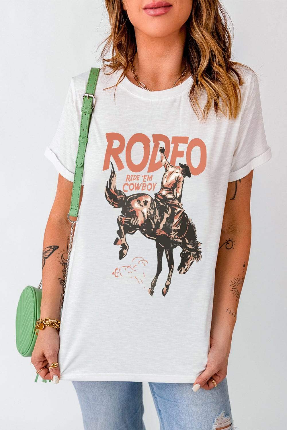 Cowboy Graphic Round Neck Short Sleeve T-Shirt - Trendsi - Flyclothing LLC