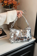 Sequin Knotted Straps Shoulder Bag - Trendsi