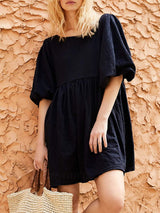 Cutout Textured Long Sleeve Mini Dress - Trendsi - Flyclothing LLC
