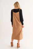 And The Why Faux Suede Cut Edge Slit Cami Midi Dress - Trendsi - Flyclothing LLC