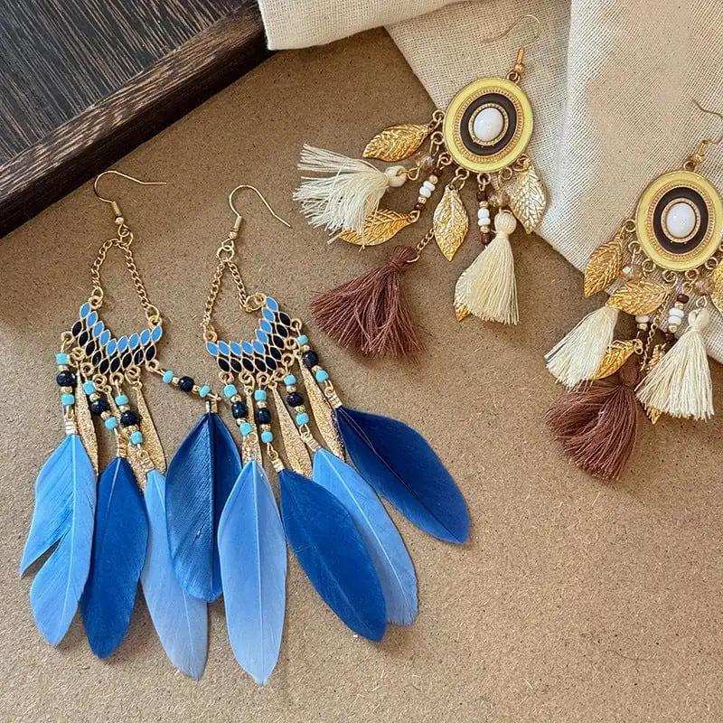 Alloy Rice Bead Dangle Earrings - Trendsi - Flyclothing LLC