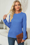 Textured Round Neck Long Sleeve Blouse - Trendsi - Flyclothing LLC