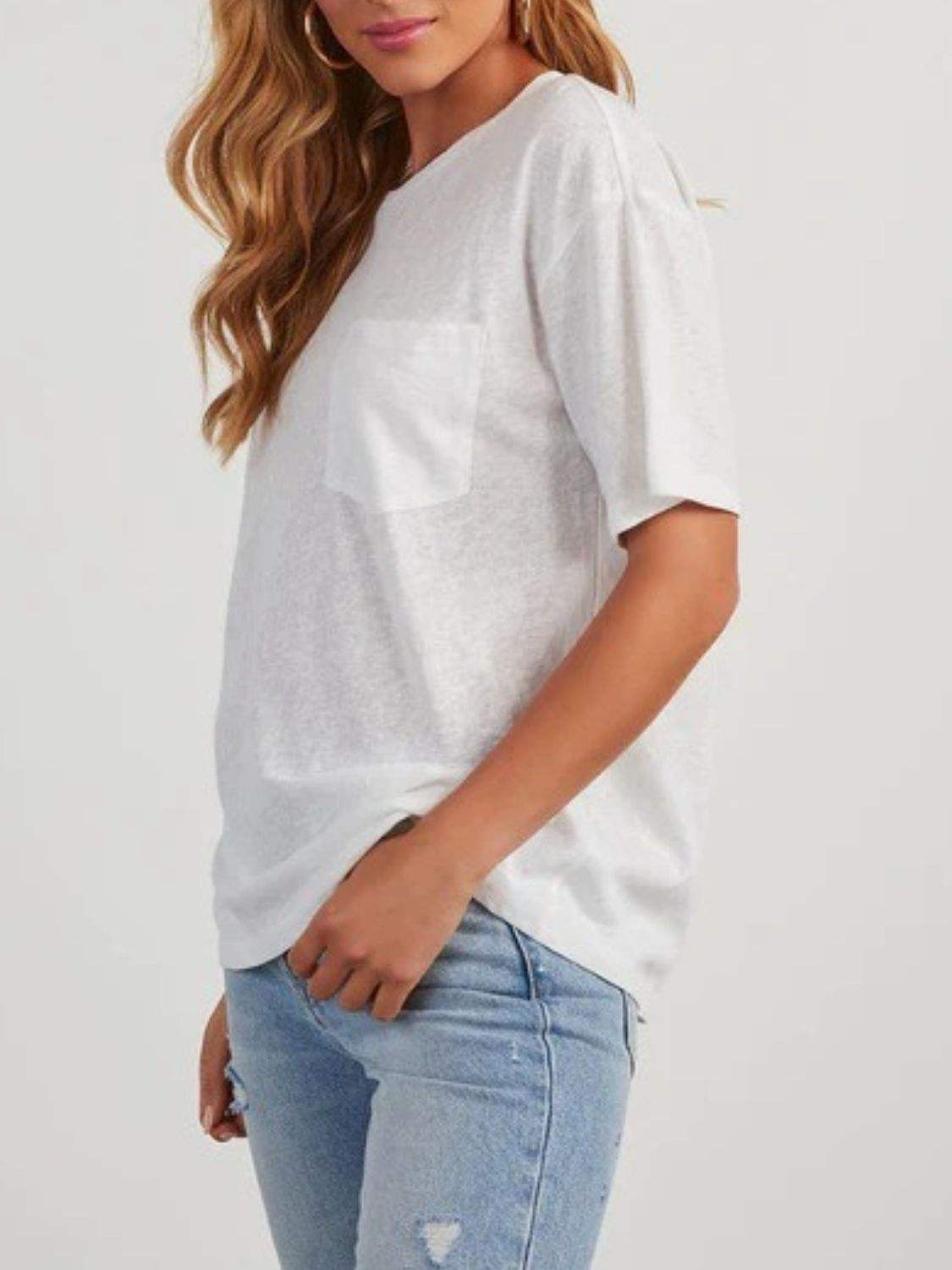 Round Neck Half Sleeve T-Shirt - Trendsi - Flyclothing LLC