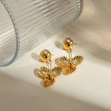 Stainless Steel Flower Dangle Earrings - Trendsi