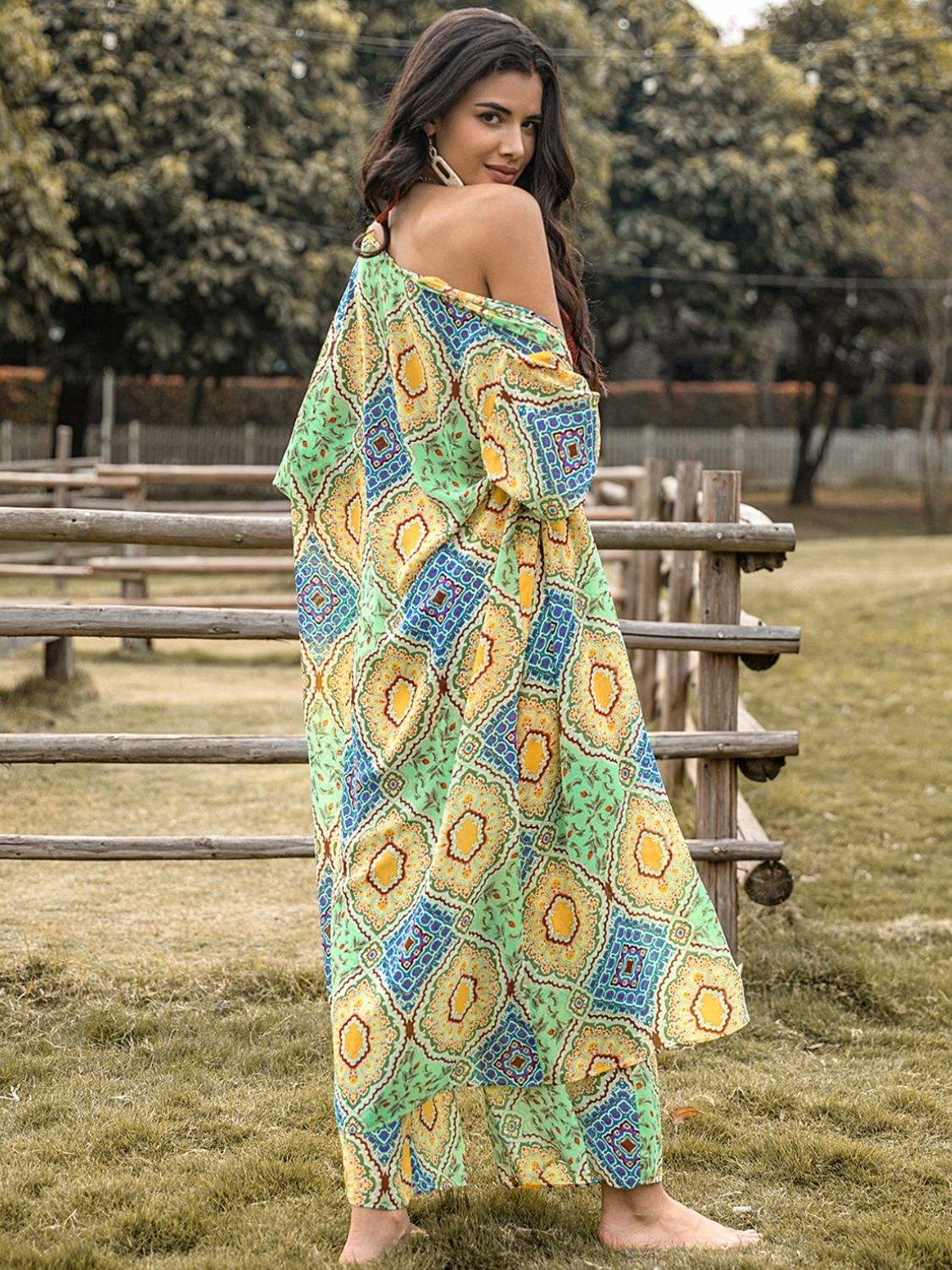Printed Half Sleeve Top and Wide Leg Pants Set - Trendsi - Flyclothing LLC