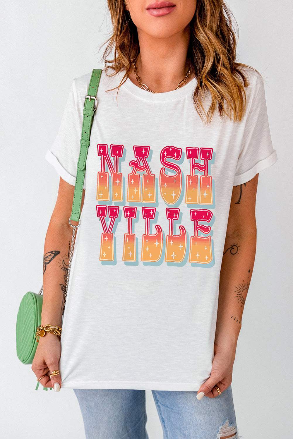 Letter Graphic Round Neck Short Sleeve T-Shirt - Trendsi - Flyclothing LLC