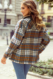 Plaid Collared Neck Jacket with Chest Pockets - Trendsi