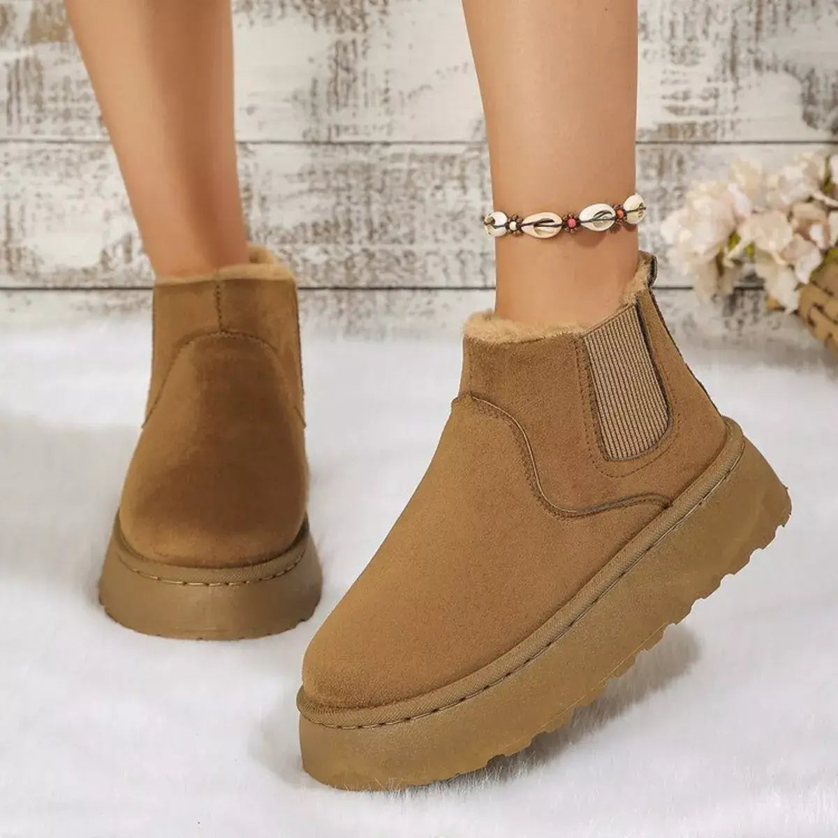Round Toe Platform Ankle Boots - Trendsi - Flyclothing LLC