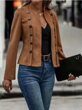 Decorative Button Open Front Long Sleeve Jacket - Trendsi - Flyclothing LLC