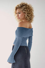 Double Take Ribbed Off-Shoulder Zip Up Long Sleeve Cardigan - Trendsi - Flyclothing LLC
