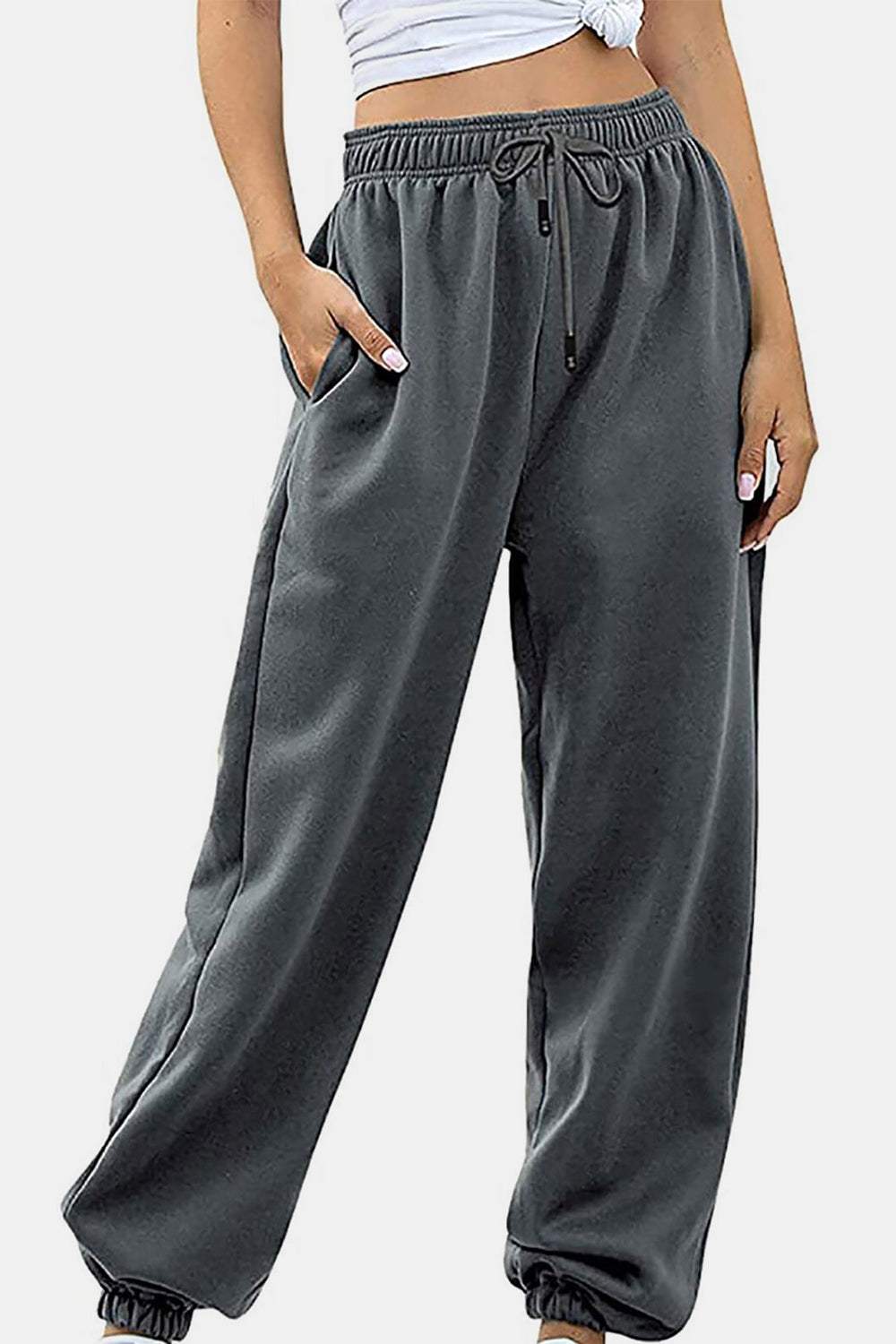 Elastic Waist Joggers with Pockets - Trendsi - Flyclothing LLC