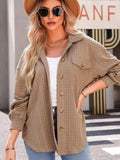 Textured Button Up Long Sleeve Shacket - Trendsi - Flyclothing LLC